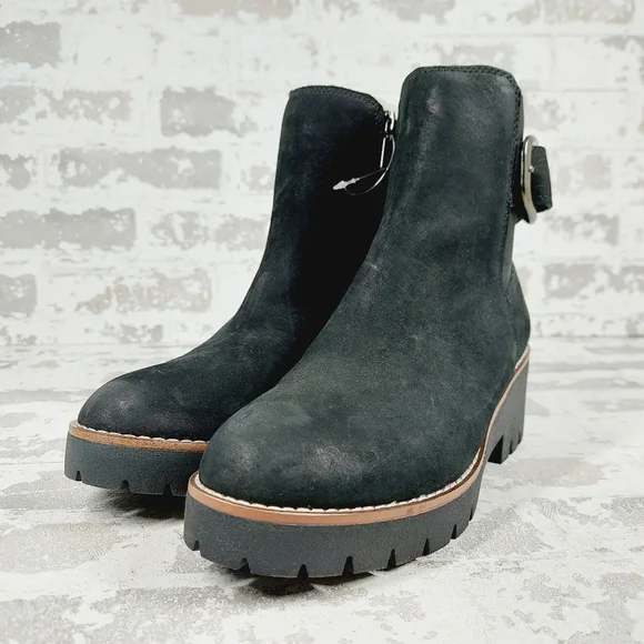 New Blondo Dahlia Black Nubuck Waterproof Motorcycle Booties K347